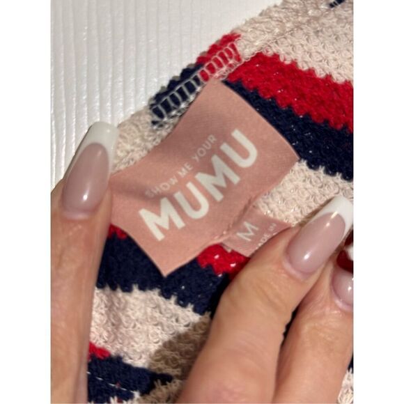 Show Me Your Mumu Patriot Red, White & Blue Striped Knit Teeny Dress Women's M - Picture 5 of 12